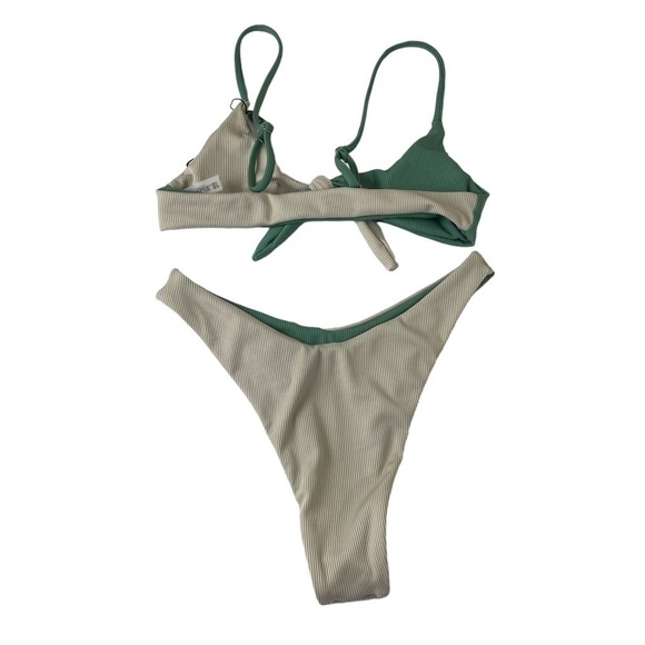 Zaful Two Tone Ribbed Bikini - Picture 3 of 5